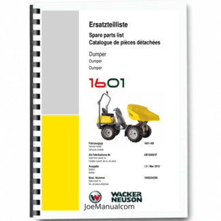 Wacker Neuson 1601 Dumper Parts Catalog SN from AB160001F v1.5 Printed Book