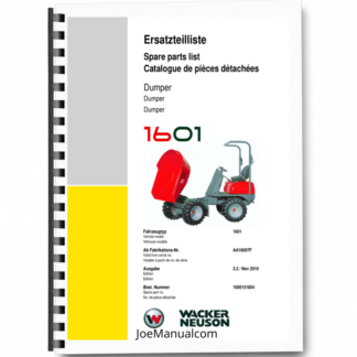 Wacker Neuson 1601 Dumper Parts Catalog SN from AA16007F v2.2 Printed Book