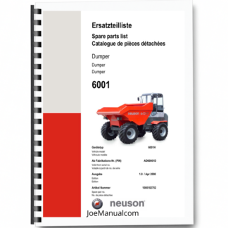 Wacker Neuson 6001H Dumper Parts Catalog SN from AD60001D v1.0 Printed Book