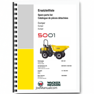 Wacker Neuson 5001 Dumper Parts Catalog SN from AD51001D EA01305 v1.9 Printed Book