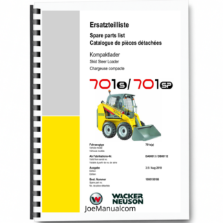Wacker Neuson 701s 701sp Skid Steer Loader Parts Catalog SN from DA00013 DB00112 v3.5 Printed Book