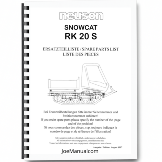 Wacker Neuson RK20S Dumper Parts Catalog Printed Book