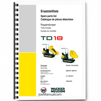 Wacker Neuson TD18 Dumper Parts Catalog SN from AB0614N AB0731N v2.3 Printed Book