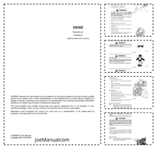 Doosan DX30Z Mini Excavator Workshop Service Manual SN 5001 and UP