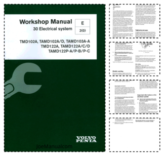 Volvo Penta TMD102A TAMD102A D 103A-A TMD122A TAMD122A C D 122P-A P-B P-C Engine Electrical Workshop Manual