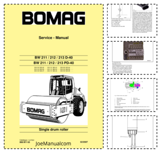 BOMAG BW 211 212 213 D-40 PD-40 Single Drum roller Service Manual