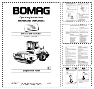 BOMAG BW 216 DH-4 PDH-4 Single drum roller Operation and Maintenance Manual