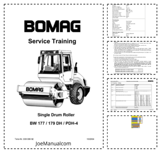 BOMAG BW177 BW179 DH PDH-4 Single Drum Roller Service Training Manual