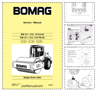 BOMAG BW211 212 213 D-40 PD-40 Single Drum Roller Service Manual 2007