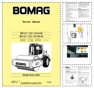 BOMAG BW211 212 213 D-40 PD-40 Single Drum Roller Service Manual 2008