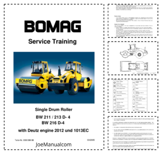 BOMAG BW211 213 216 D-4 with Deutz Engine 2012 and 1013EC Drum Roller Service Training Manual