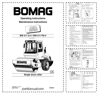 BOMAG BW211 D-4 PD-4 Single Drum Roller Operation Instructions Manual