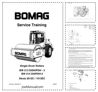 BOMAG BW213 BW214 D DH PDH-3 Signel Drum Rollers Service Training Manual