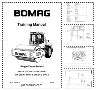 BOMAG BW216 219 225 D-3 DH-3 PDH-3 Single Drum Roller Training Manual