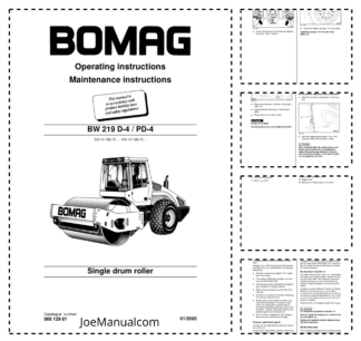 BOMAG BW219 D-4 PD-4 Single Drum Roller Operation and Maintenance Manual