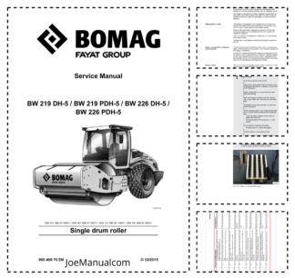 BOMAG BW219 DH-5 PDH-5 BW226 DH-5 PDH-5 Single Drum Roller Service Manual