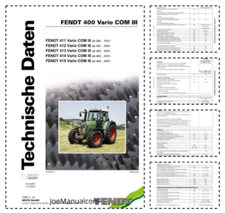 Fendt 400 Vario COM III Tractor Technical Data DE