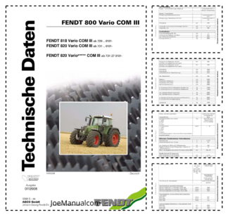 Fendt 800 Vario COM III Tractor Technical Data DE