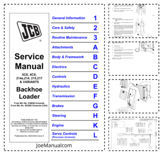 JCB 3CX 4CX Backhoe Service Manual SN 930000- 9803/3280-9
