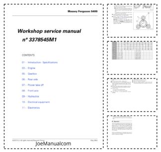 Massey Ferguson 5400 Series 5425 5435 5445 5455 5460 5465 Tractors Workshop Manual