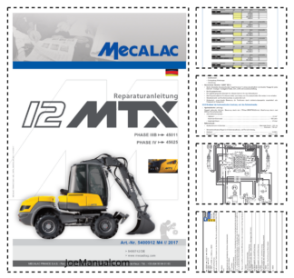 Mecalac 12MTX Excavator Repair Manual Phase IIIB from 45011 Phase IV from 45625 DE