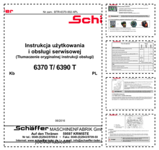 Schaffer 6370T 6390T Telescopic Loader Operation and Service Manual PL