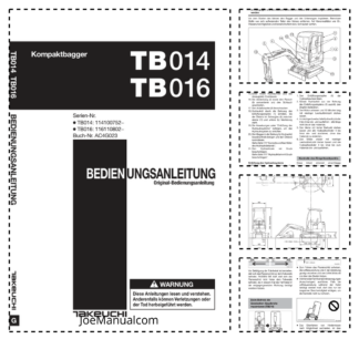 Takeuchi TB014 TB016 Excavator Service Manual SN 11400762 116110802 and UP DE