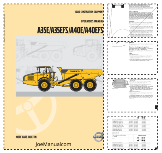 Volvo A35E A35EFS A40E A40EFS Articulated Dump Truck Operators Manual