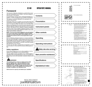 Volvo EC140 Excavator Operators Manual