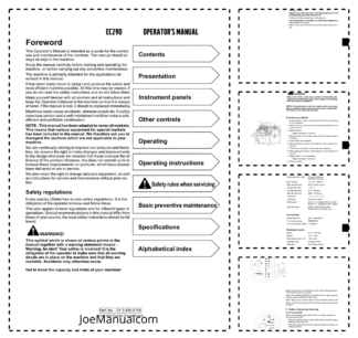 Volvo EC290 Excavator Operators Manual