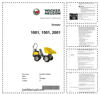 Wacker Neuson 1001 1501 2001 Dumper Operators Manual v3.3