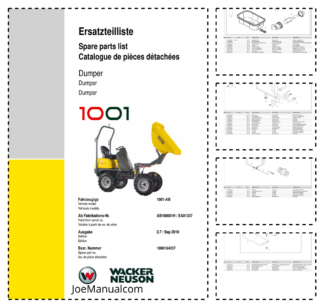 Wacker Neuson 1001 Dumper Parts Catalog SN AB100001H EA01307 v2.7