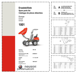 Wacker Neuson 1001 Dumper Parts Catalog SN AB100001H v1.4