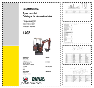 Wacker Neuson 1402 Excavator Parts Catalog SN 010100 96 v3.4