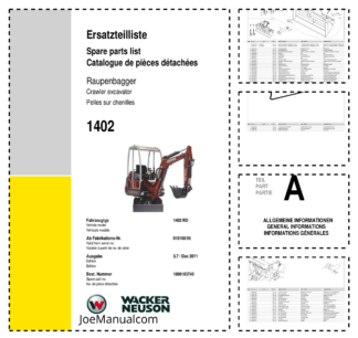 Wacker Neuson 1402 Excavator Parts Catalog SN 010100 96 v3.7