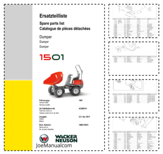 Wacker Neuson 1501 Dumper Parts Catalog SN AC00101 v2.3