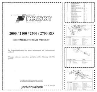 Wacker Neuson 2000 2100 2500 2700 RD Excavator Parts Catalog