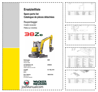Wacker Neuson 38Z3 Excavator Parts Catalog SN AE00326 v3.3