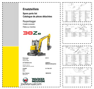 Wacker Neuson 38Z3 Excavator Parts Catalog SN AG00573 WNCE0701KPAL00160 v6.4