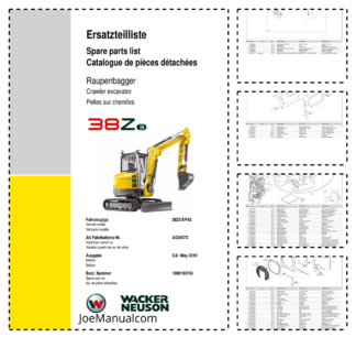 Wacker Neuson 38Z3 Excavator Parts Catalog SN AG00573 v2.8