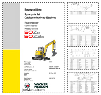 Wacker Neuson 50Z3 50Z32 Excavator Parts Catalog SN AH00579 AJ02777 WNCE0504JPAL00160 v6.1