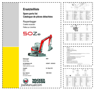 Wacker Neuson 50Z3 Excavator Parts Catalog SN AC02471 AD04629 v5.3