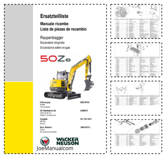 Wacker Neuson 50Z3 Excavator Parts Catalog SN AH00579 v3.0