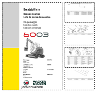 Wacker Neuson 6003 Excavator Parts Catalog SN AH00645 v2.3