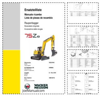 Wacker Neuson 75Z3 Excavator Parts Catalog SN AH0646 v3.1