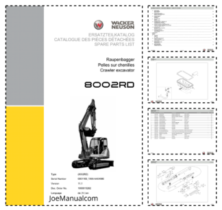 Wacker Neuson 80002RD Excavator Parts Catalog SN 001105 1998 AA04980 v11.1
