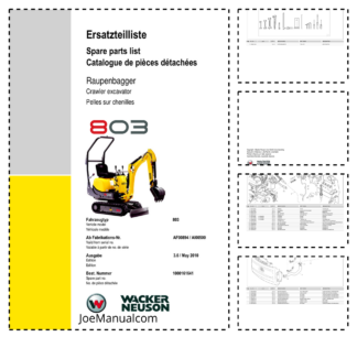 Wacker Neuson 803 Excavator Parts Catalog SN AF00894 AI0500 v3.6