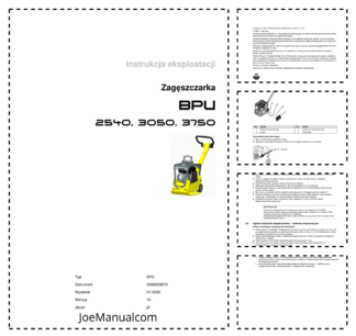 Wacker Neuson BPU 2540 3050 3750 Compactor Operation Manual PL