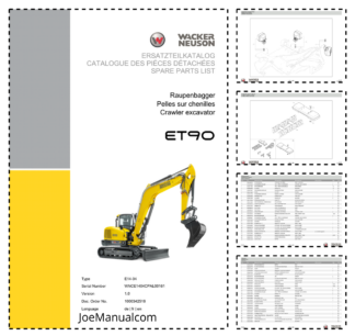 Wacker Neuson ET90 Excavator Parts Catalog SN WNCE1404CPAL0061 v1.0