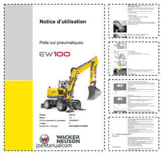 Wacker Neuson EW100 Excavator Operation and Maintenance Manual FR v1.0